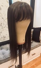 Godiva's Secret "cafe latte" w/highlights NWT 22 inch long topper w/bangs