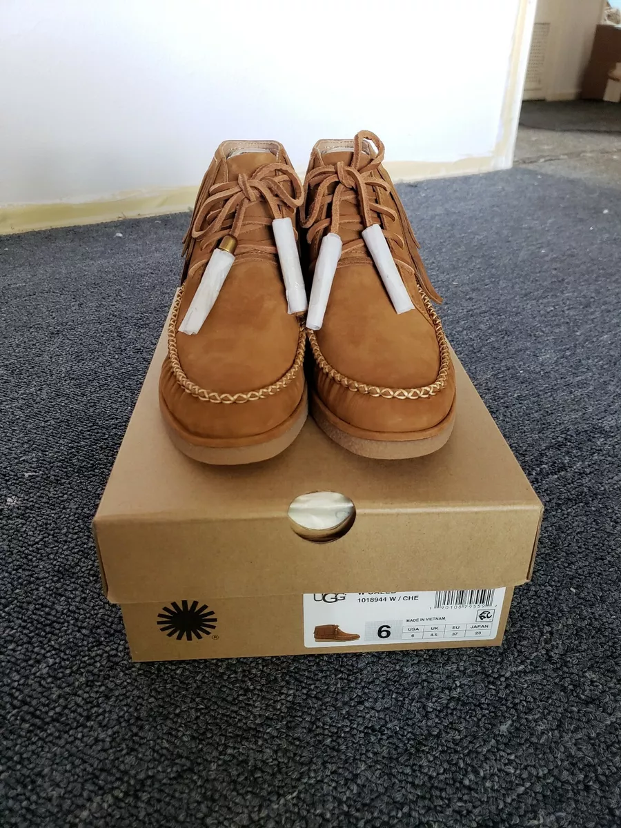 NIB UGG Womens Caleb Chestnut Brown Fringe Moccasin Wedge Ankle Boots US 6