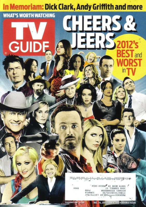 TV GUIDE MAGAZINE 12-24-12 CHEERS & JEERS, ANDY GRIFFITH, DICK CLARK