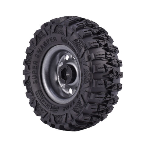 4 pz pneumatici in gomma 2,2 pollici + cerchio in metallo per auto cingolata assiale SCX10 TRX-4 RC 1:10 - Foto 10 di 11