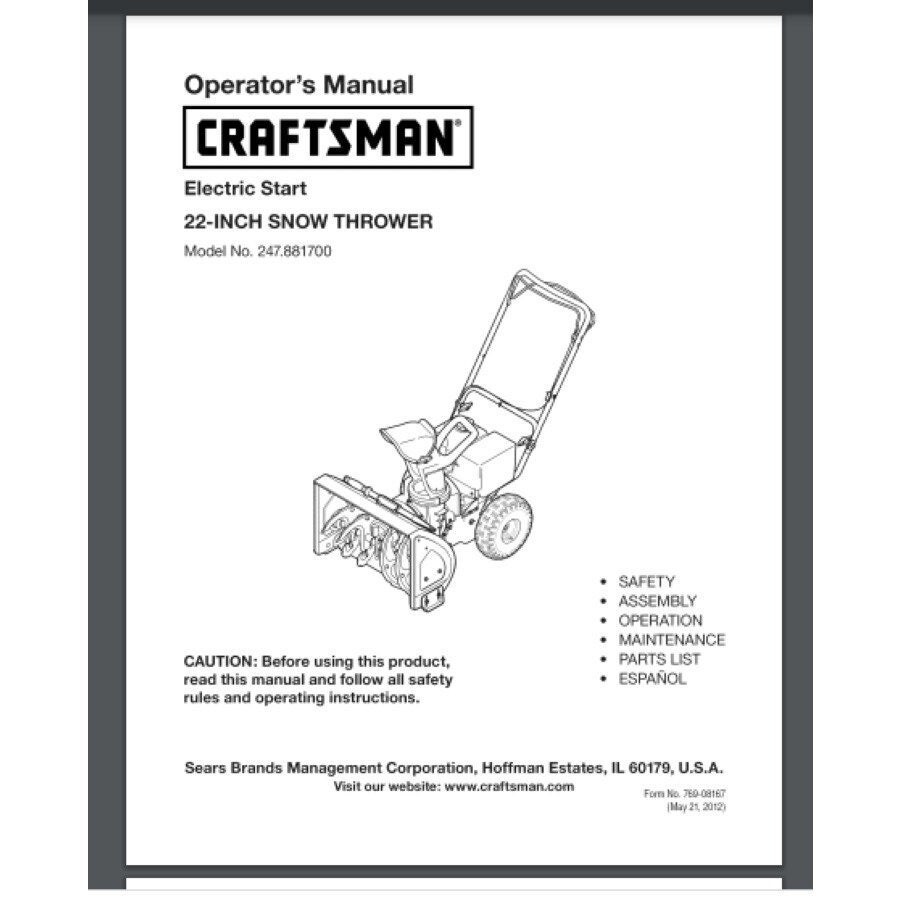 2012 Craftsman snow blower Owner and Parts manual 68 pages for model ...