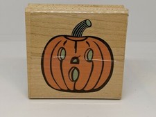 Halloween Pumpkin Suprised - Wood / Rubber Stamp by CMC 2.25 x 2.25