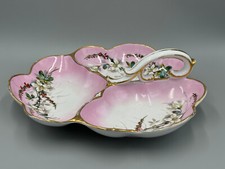 Antique CT Carl Tielsch Germany Porcelain Gold Gilt Flower 12.5" Handled Bowl