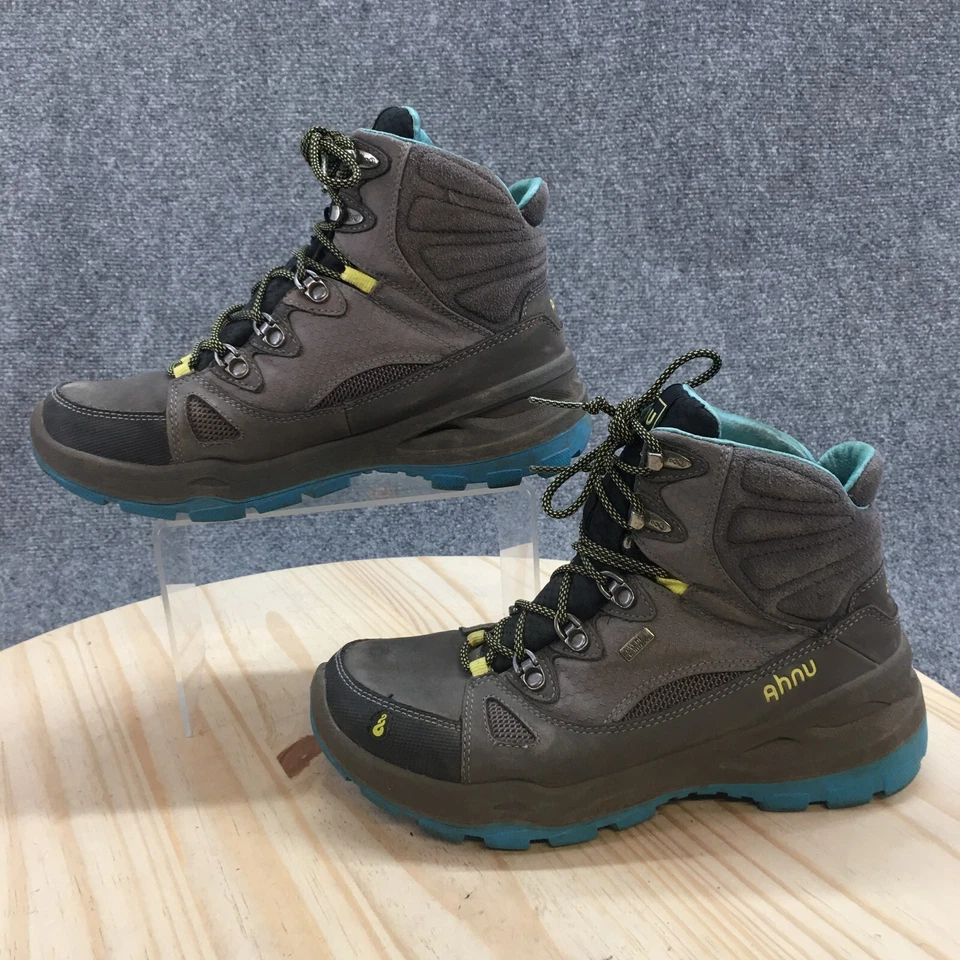 Botas Ahnu para mujer 7,5 North Peak impermeables senderismo combate con cordones azul gris Foto 2 de 4