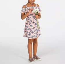 EPIC THREADS Super Soft Little Girls Butterfly-Print Cold-Shoulder Dress 6X