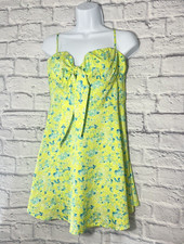 NWT Pretty Little Thing Yellow Floral Sleeveless Mini Shift Dress Women's Size 6