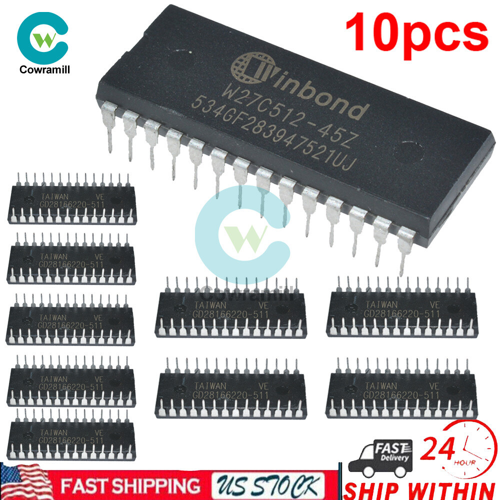 IC Sockets With 28 Pins 10-Piece W27C512-45Z EEPROM IC Chip Set - DIP ...