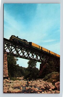 Rutland #207 Disel Train Railway Cuttingsville Trestle New York Postcard
