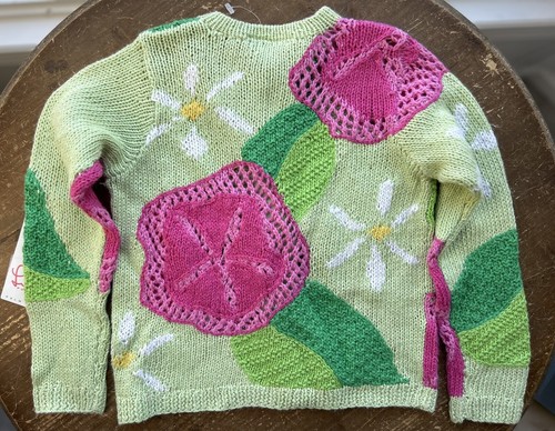 NWT Vintage LILLY PULITZER Floral Knit Fine Vine Cardigan Sweater Girls Size 5 - Picture 2 of 16