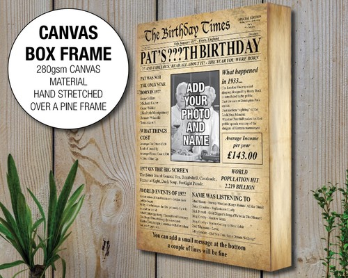 90. 1934 personalisiertes Foto Poster Geburtstag Geschenkbox Leinwand Großdruck Papa 37 - Bild 3 von 22