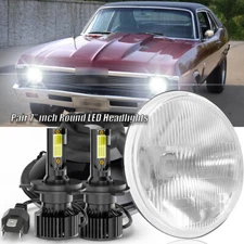 7" inch Round Led Headlight High-Low Sealed Beam fit for Chevy II/Nova 1969-1979