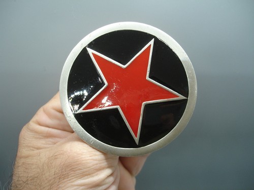 BIG RED Texas Lone STAR pewter BELT BUCKLE law enforcement badge sheriff emblem - Picture 12 of 12