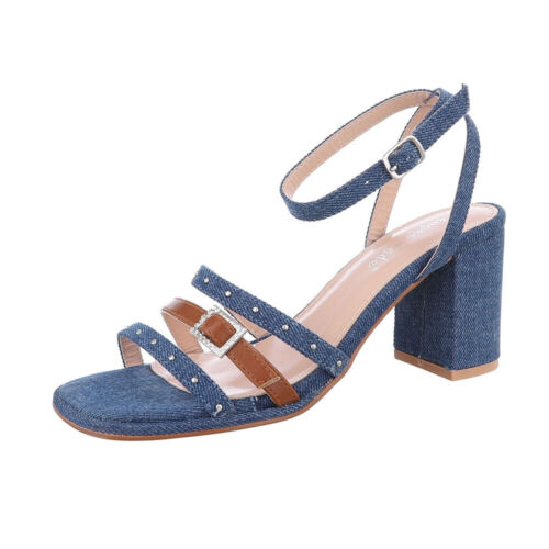 Sandales talons hauts chaussures pour femmes 8603 design italien en bleu - Photo 1/2
