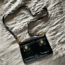 Marc by Marc Jacobs • Black Croc Embossed Patent Leather Crossbody Bag