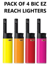PACK OF 4 BIC EZ Reach Lighter, Assorted Colors (711001)