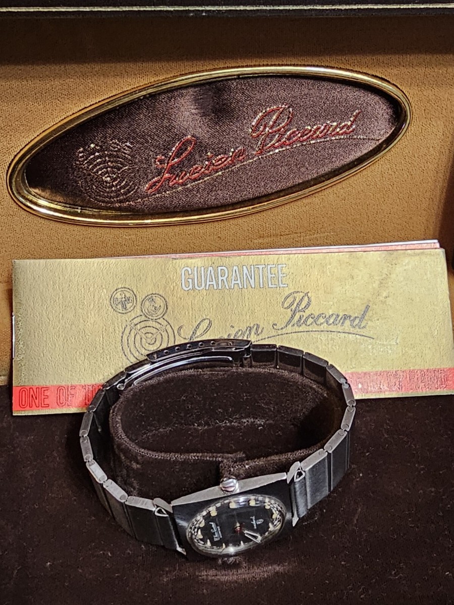 Vintage Stainless Square Lucien Piccard Seashark Swiss Automatic