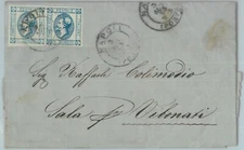 82456 - KINGDOM - POSTAL HISTORY Sass 13 PAIR on ENVELOPE from NAPLES 03.08.1863