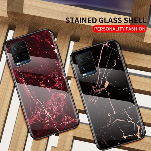 For VIVO Y17 Y12 Y20S Y33S Y21S Y11S Marble Tempered Glass Shockproof Case Cover - Picture 3 of 15