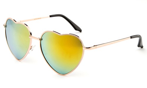 Women Heart Shape Sunglasses Gradient Lens Metal Frame Hearty Shaped Sunglasses - Picture 19 of 21