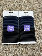Studio Selection Clasp Free Hair Ties - Blue/Black 32pc Set of 2