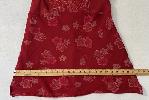 Vintage Victoria Holley rot Blumen Seide gefüttert L/S Top Gr. 12 Boho Fee 90’s - Bild 13 von 18
