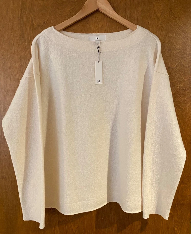 BANANA REPUBLIC Romina Boucle Top Mezcla Lana Helado Vainilla Beige Mujer’s M Foto 4 de 4