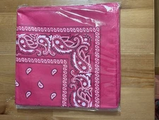 NWT 12 Pink Paisley Bandana Cotton Blend Head Wrap Hair Band Respirator Scarf