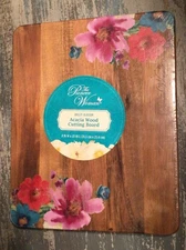 Pioneer Woman Breezy Blossom Acacia 8x10 Wood Cutting & Serving Board New