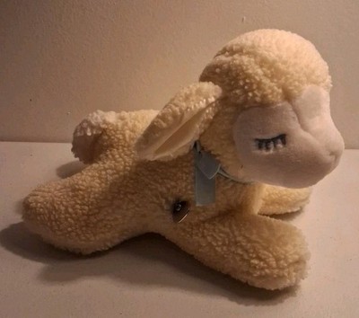 Eden Cream White Lamb Blue Bow Musical Wind Up Mary Had A Little Lamb