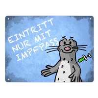 Eintritt Nur Mit Impfpass Metallschild XL In 21X28 Cm Mit Geimpften Seeleopard
