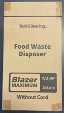 Blazer Maximum Food Waste Disposer 1/3HP 203027 JS250-AUC - New! Free Shipping!
