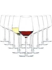 Wine Glasses Set of 12, 12oz Clear Red/White, Long Stem Wine Glasses for Party