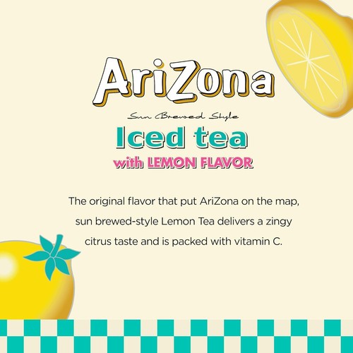 Arizona Tea, Premium Brewed Lemon Bottled 16 Fl Oz 16 (Pack of 12) - Picture 3 of 5