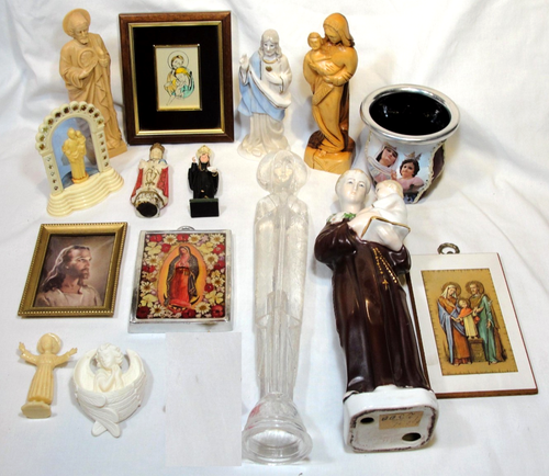 15 Vtg Religious Statue Figure+ Lot Mondinlli Anthony, Quadalupe ...
