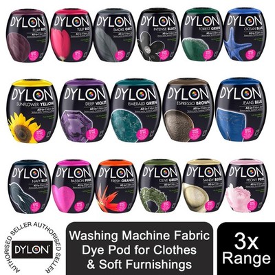 DYLON Waschmaschine Stoff Färbe Pod für Kleidung & weiche Möbel, 3er Pack à 350g