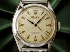 ROLEX Ref.6084 Semi-Bubbleback 33mm Ivory Guilloche Dial Auto 1952