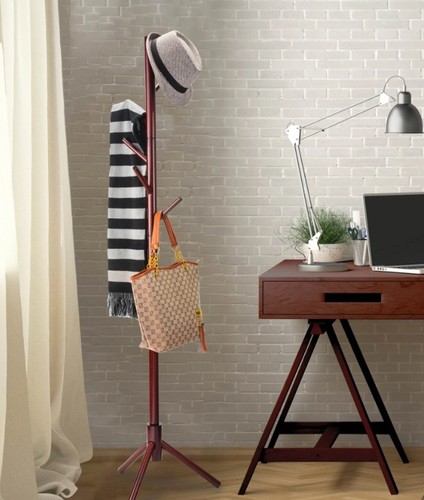 Wooden Coat Rack Stand Free Standing Tree 8 Hooks (019) - Picture 2 of 3