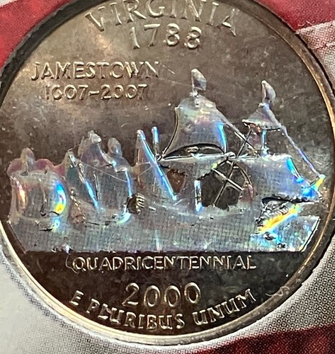 2000 State 25c Quarter Set ~Brilliant Toning, MA, MD, NH, VA, SC - Picture 5 of 6