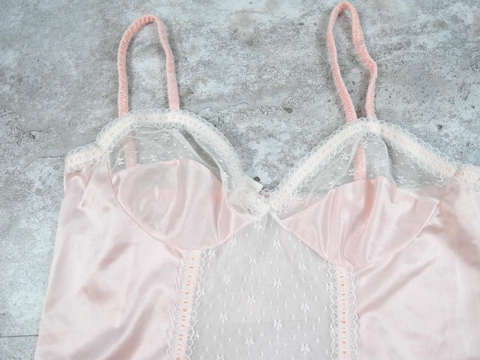 Vintage Pastel Teddy Womens Medium Pink Lace Lingerie Stocking Straps - Image 4 of 4