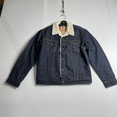 LEVI'S Regular Fit Sherpa Denim Trucker Jacket Men's Size M Dark Wash