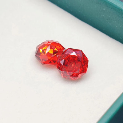 30 Ct 2 Pcs Natural Red Zircon Cambodia Fancy Cut GIE Certified Loose Gemstone