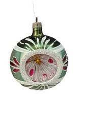 Vintage Christmas Tree Ornament Mercury Glass Indent Ball Blown Poland Bauble