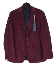 Tommy Hilfiger Men's Modern-Fit 100% Cotton Corduroy Sport Coat Burgundy 44R NWT