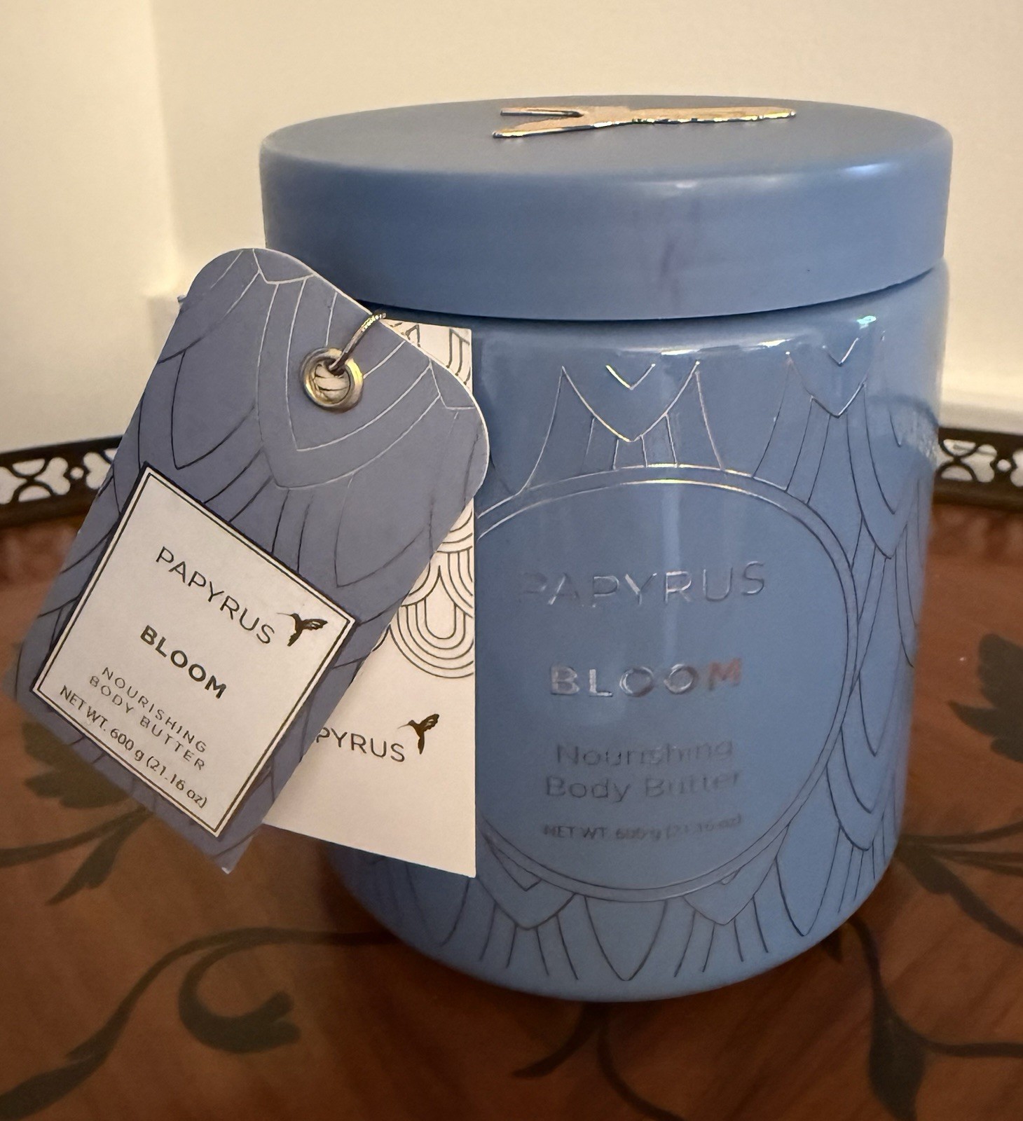 21.16 Oz Hummingbird Blue Glass Jar