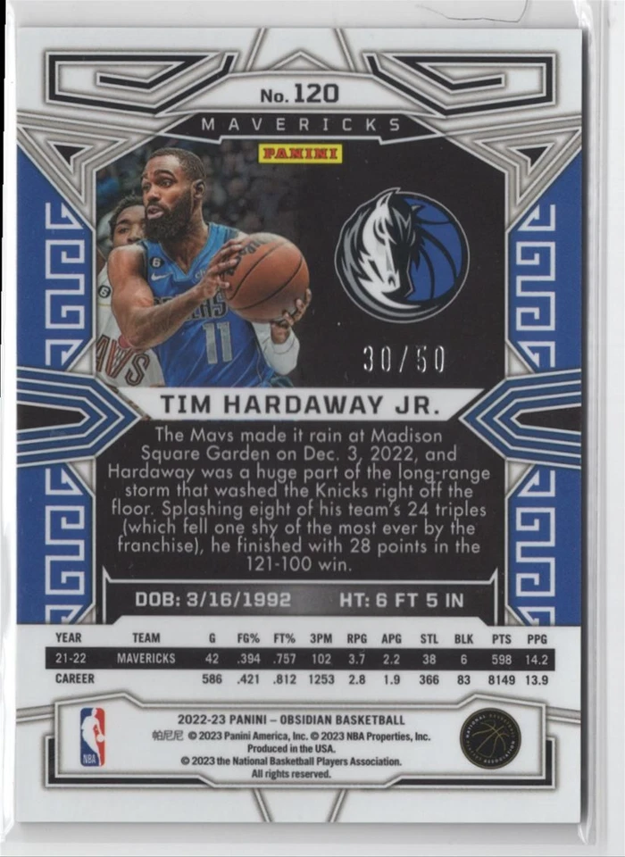 2022-23 PANINI OBSIDIAN ORANGE /50 TIM HARDAWAY JR - Image 2 of 2