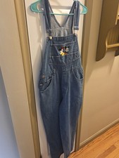 Disney Mickey Unlimited Overalls Women's Denim Bib Overalls Large Jerry Leigh