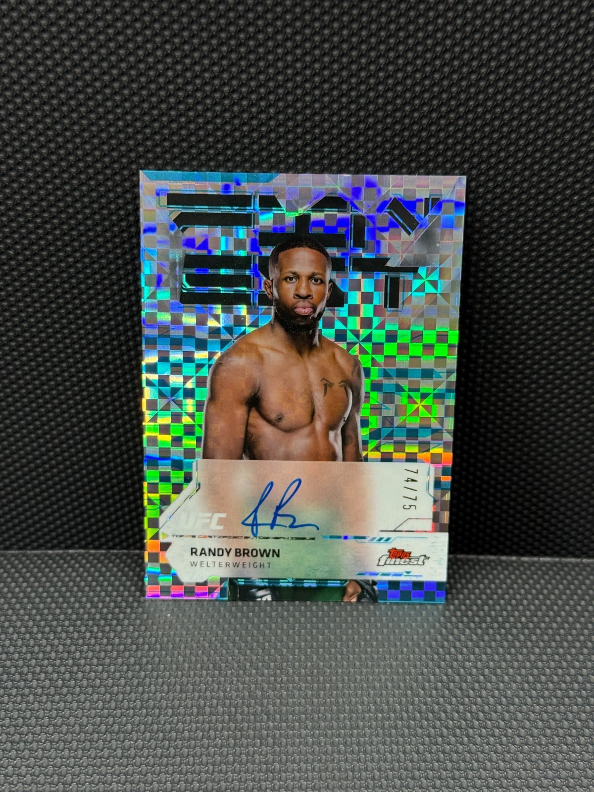 2025 Topps Finest Randy Brown /75 Blue Checkerboard Auto #FA-RB Welterweight