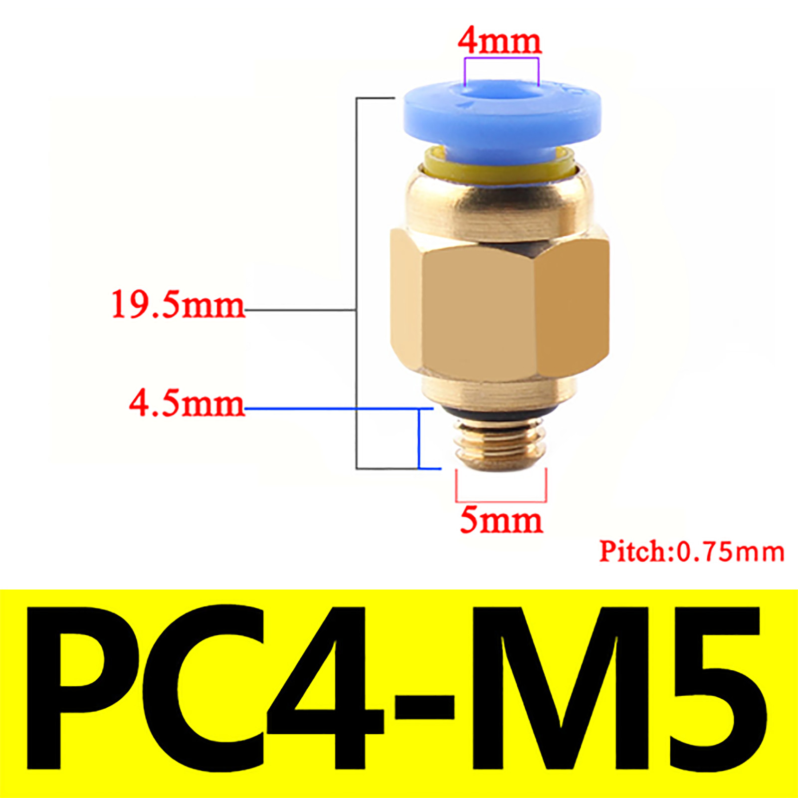 Pneumatic Push In Fitting Air Water Pipe Male Hex Stud 4-6-8-10-12-14-16mm