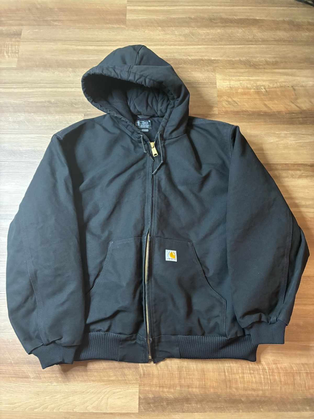 Carhartt Men's J140 Firm Duck -Lined Active Jac Jacket Black 3XL Loose Fit Used