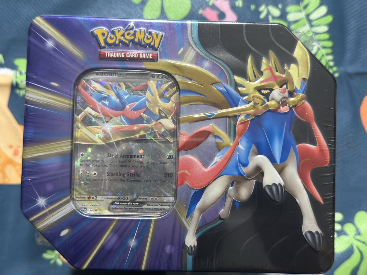pokémon trading card game slashing legends tin zacian Slashing Legends Zacian EX Tin – AllDayTCG